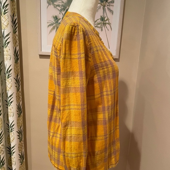 Madewell Yellow Flannel Leysfield Popover Shirt - Picture 8 of 10
